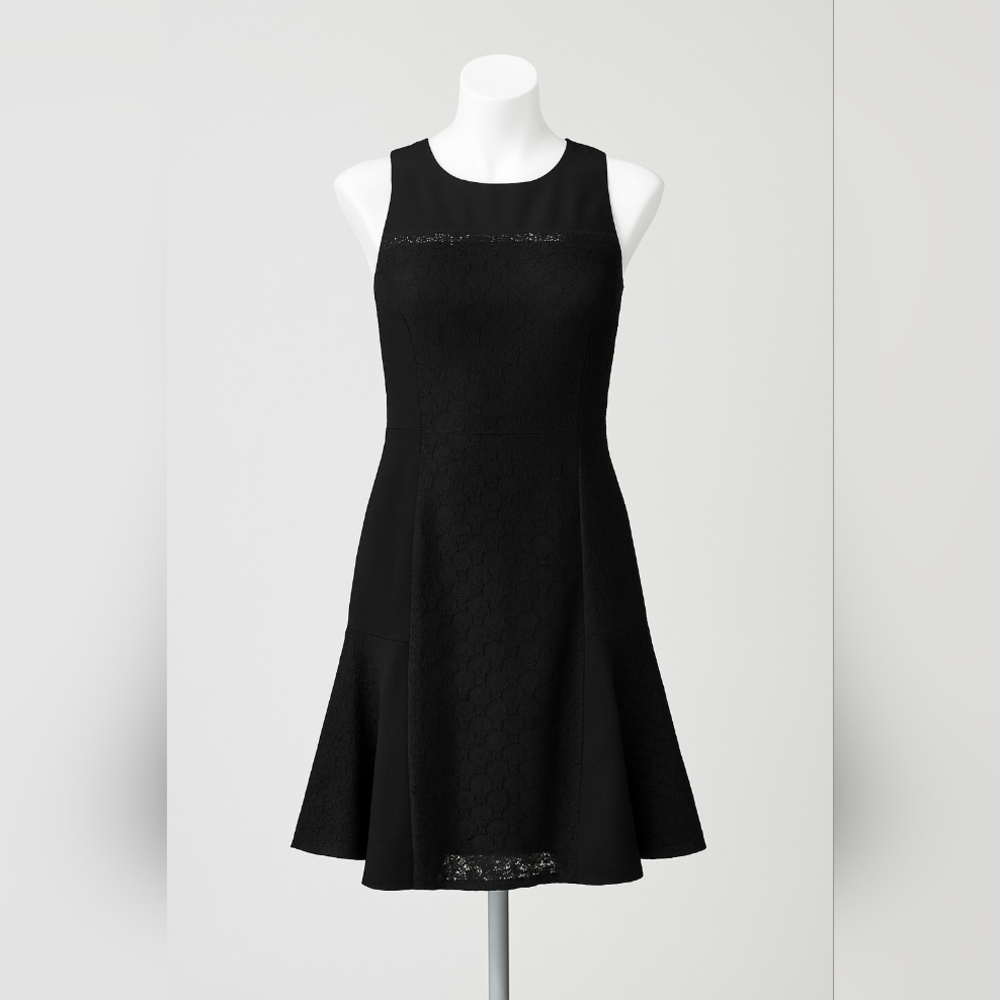 J.Crew Collection Black Lace Detail Flounce Hem Dress - Size 10